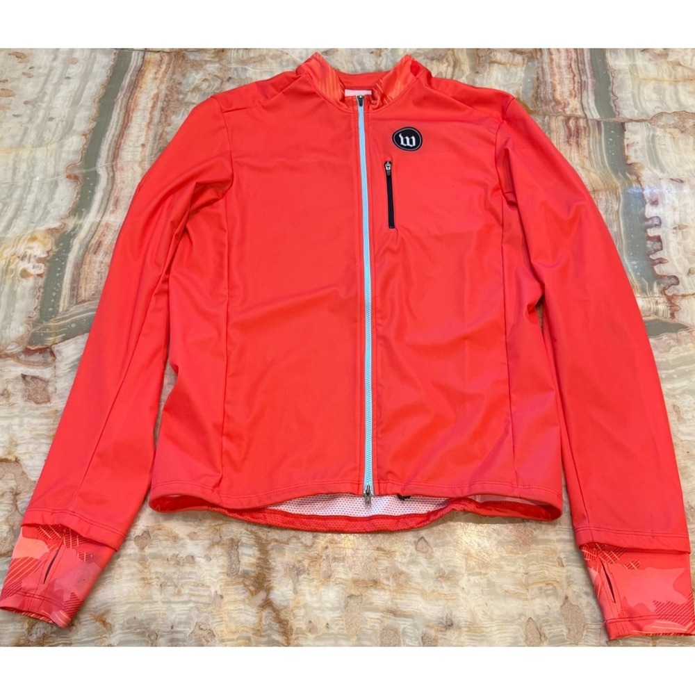 Wattie Ink Mens Cycling Rain‎ Jacket Red Long Sleeve Full Zip USA Made Large